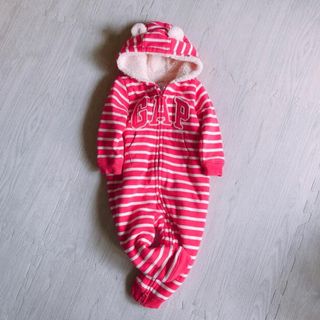 ベビーギャップ(babyGAP)のギャップ　GAP ロンパース　ボア　アウター　ジャケット　ピンク　くま(ロンパース)