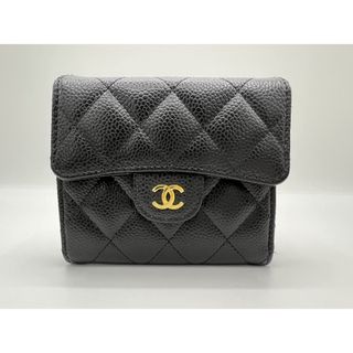 シャネル(CHANEL)のCHANEL シャネル マトラッセ グレインドカーフスキン 3つ折り財布 クラシック スモール  フラップ ウォレット キャビアスキン ゴールド金具 ボルドー ランダム 超美品(財布)