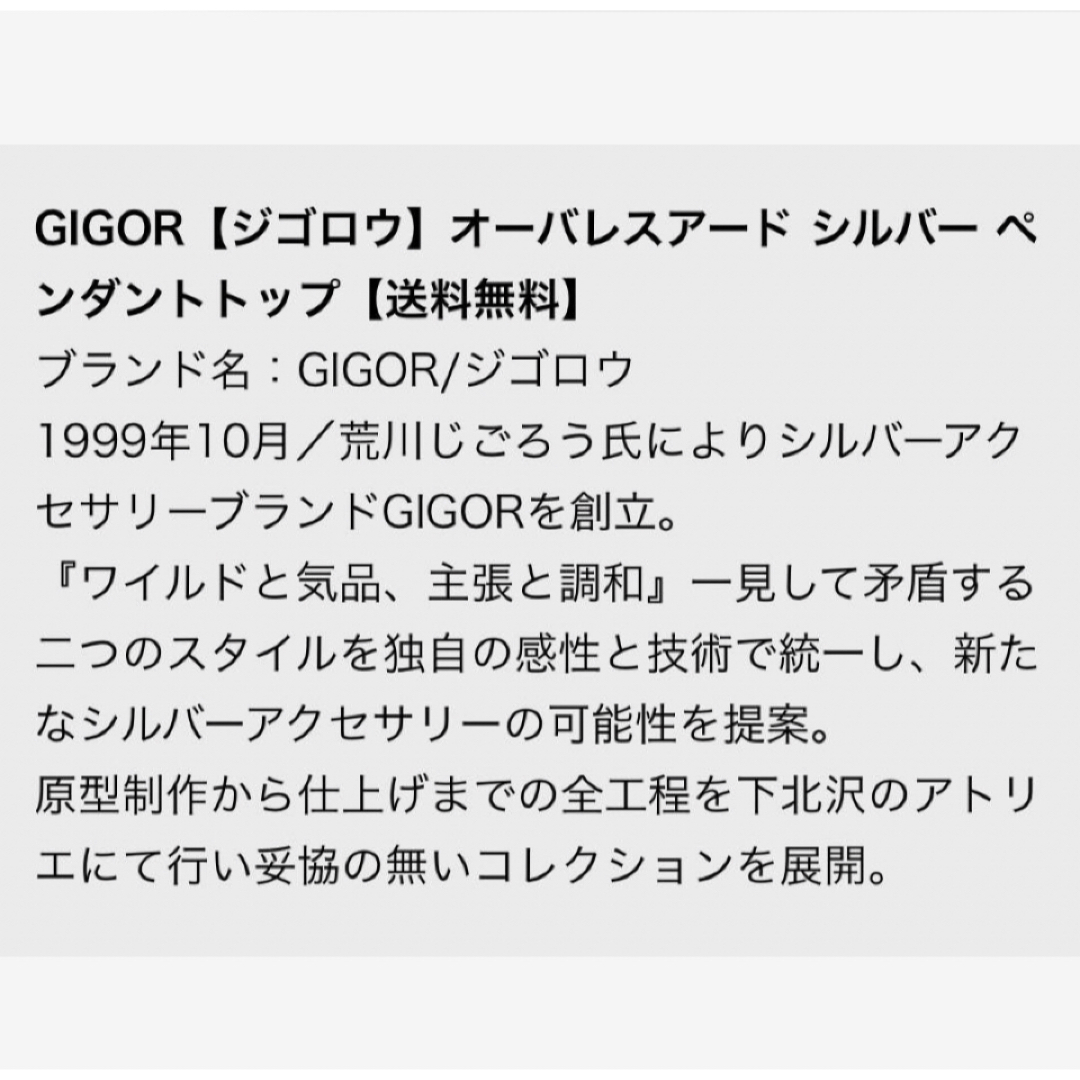 GIGOR(ジゴロウ)のGIGORジゴロウ/フェザー オーバレスアードペンダント&ネックレスチェーン メンズのアクセサリー(ネックレス)の商品写真