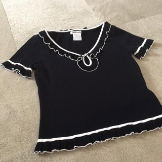 ルネ(René)の美品 ルネ RENE 36 トップス ネイビー フリル(カットソー(半袖/袖なし))