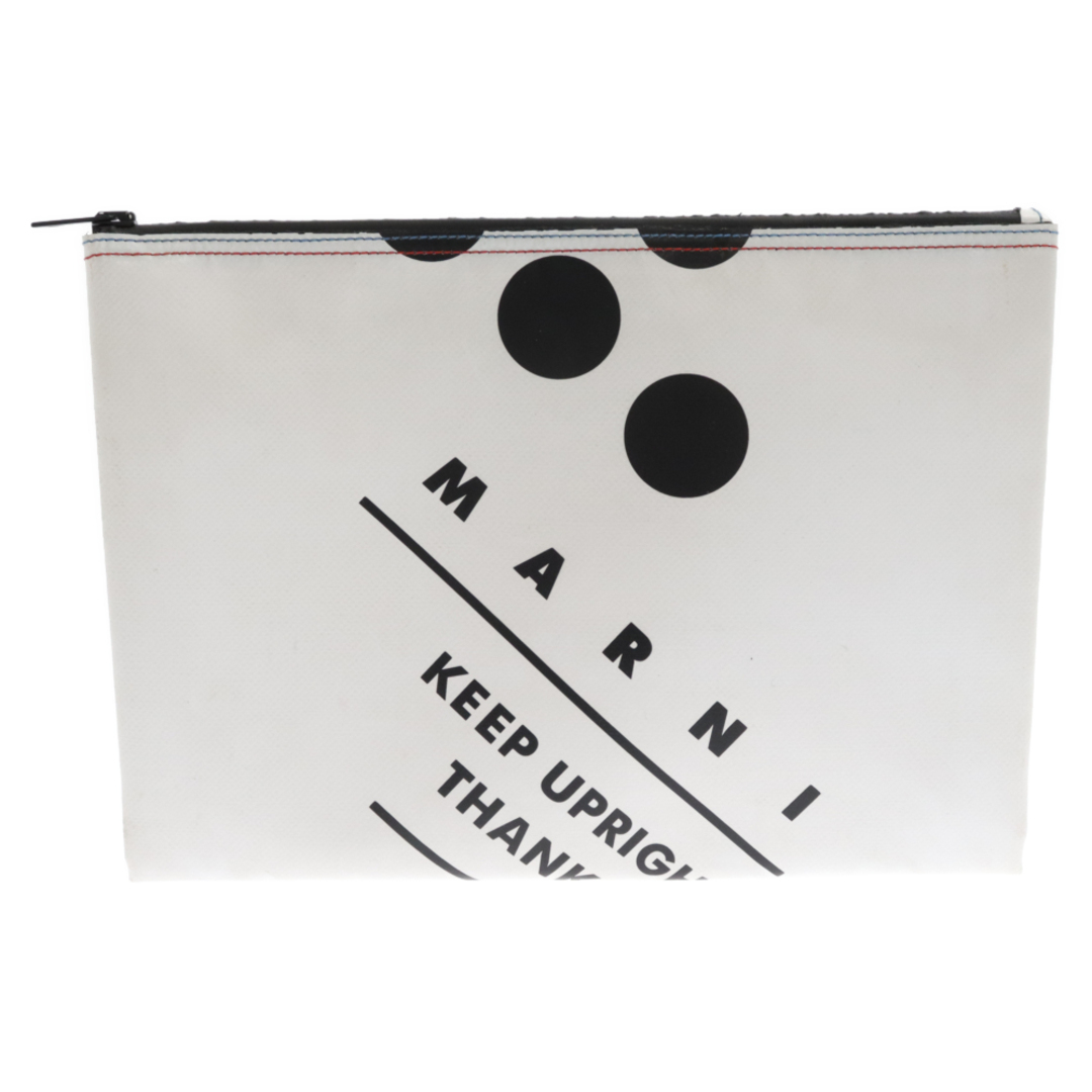 Marni(マルニ)のMARNI マルニ ロゴプリント PVC クラッチバッグ ホワイト/ブラック メンズのバッグ(セカンドバッグ/クラッチバッグ)の商品写真