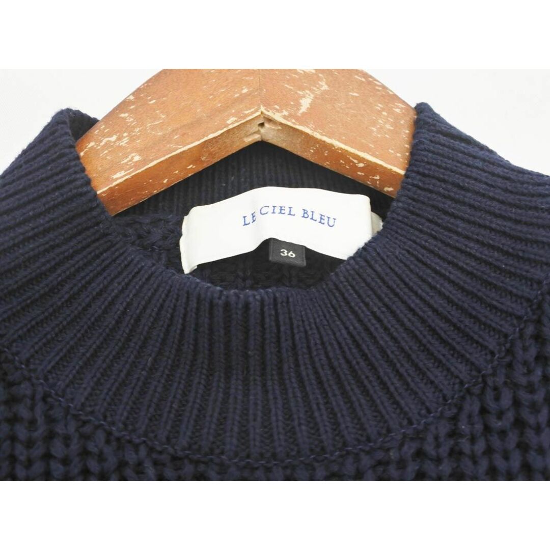 LE CIEL BLEU(ルシェルブルー)のLE CIEL BLEU ルシェルブルー クルーネック カットショルダー ニット セーター size36/紺 ◇■ レディース レディースのトップス(ニット/セーター)の商品写真