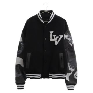 LOUIS VUITTON - LOUIS VUITTON ルイヴィトン 20AW Chain Camo Varsity Jacket LVチェーンカモレザー バーシティジャケット スタジャン ウール HJL34EJNU 54