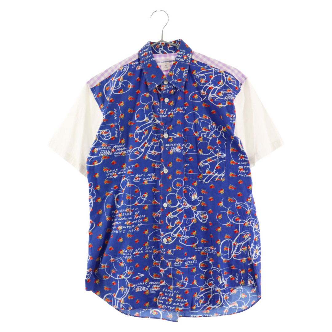 70センチ身幅COMME des GARCONS SHIRT コムデギャルソンシャツ ×Disney 総柄プリント コットン半袖シャツ マルチ ディズニー S22065