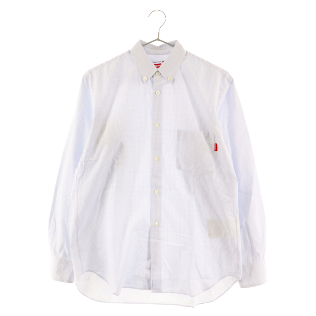 SUPREME シュプリーム 13SS×COMME des GARCONS SHIRT Gusset Shirt ガゼット ボタンダウン シャツ 長袖 ギンガムチェック 切替 コムデギャルソンシャツ45センチ袖丈