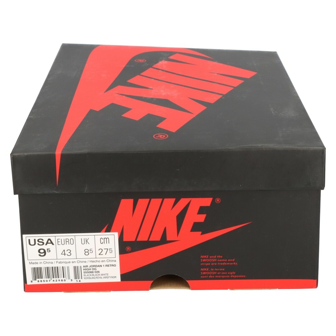 NIKE(ナイキ)のNIKE ナイキ AIR JORDAN 1 RETRO HIGH OG TOP 3 555088‐026 エアジョーダン1 トップ3 ハイカットスニーカー US9.5/27.5cm ブラック/レッド/ブルー メンズの靴/シューズ(スニーカー)の商品写真