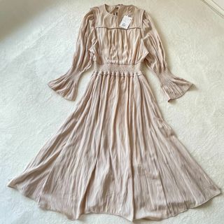 ジルスチュアート(JILLSTUART)の新品タグ付き ジルスチュアート アメリアワンピース Aライン ベージュ XL (ロングワンピース/マキシワンピース)