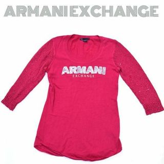 アルマーニエクスチェンジ(ARMANI EXCHANGE)のアルマーニ■ロゴ入りスパンコール長袖ニット　コットンセータートップス　レディース(ニット/セーター)