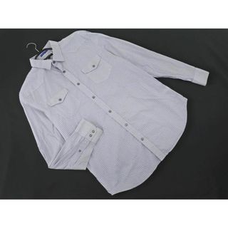 バナナリパブリック(Banana Republic)のBANANA REPUBLIC バナナリパブリック SLIM FIT 総柄 長袖 シャツ sizeL/紺 ◇■ メンズ(シャツ)