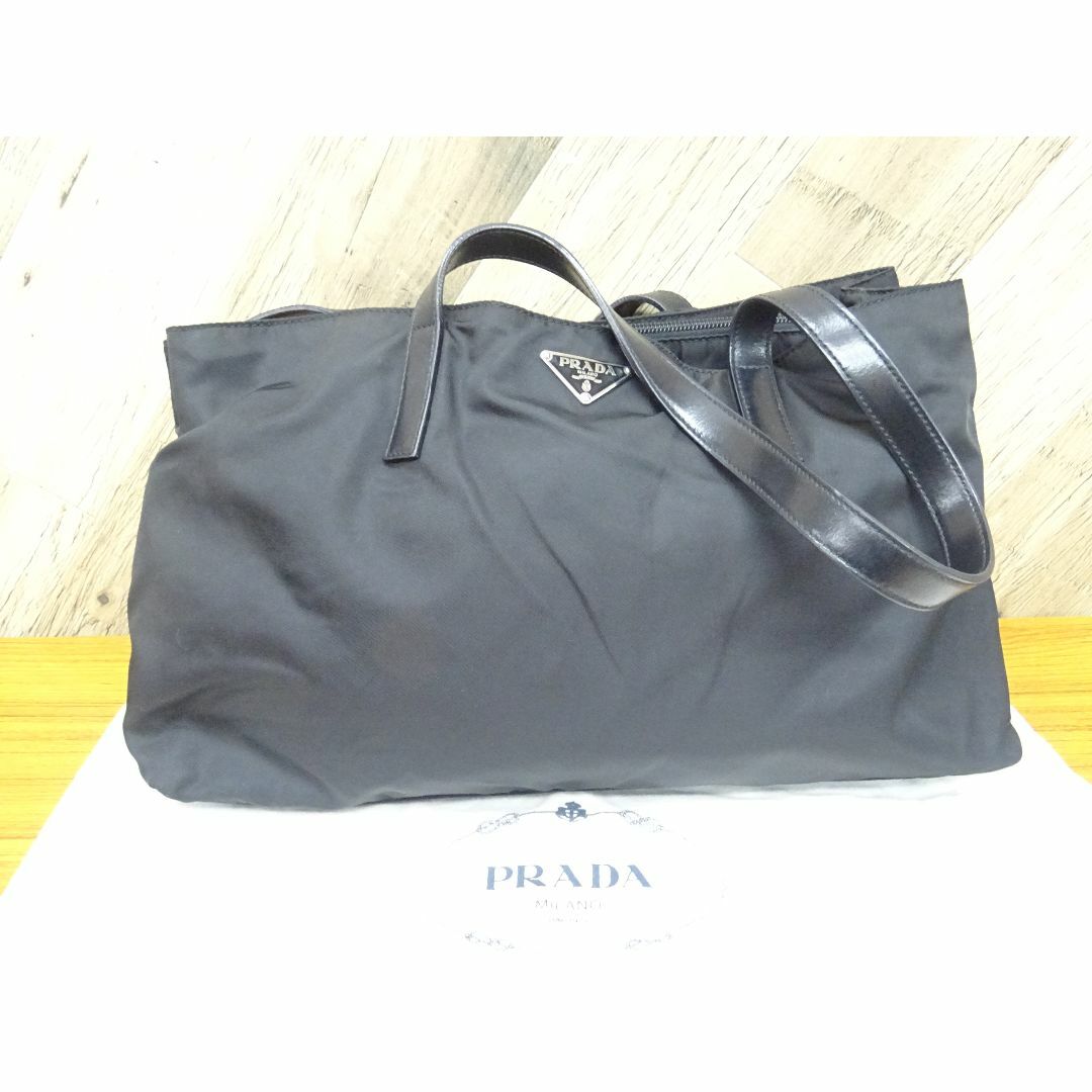 K広010/ PRADA プラダ ナイロン レザー ブラック ハンドバッグ