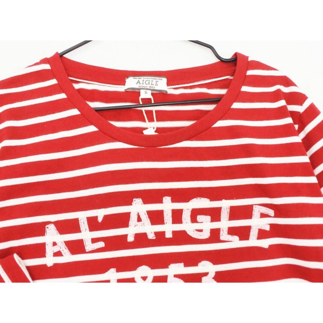 AIGLE(エーグル)の新品 AIGLE エーグル ロゴ ボーダー 長袖 カットソー sizeS/赤 ◇■ レディース レディースのトップス(カットソー(長袖/七分))の商品写真