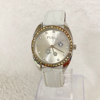 フルラ(Furla)のFURLA フルラ QZ ストーンベゼル 石付 ラウンド シルバー文字盤(腕時計)