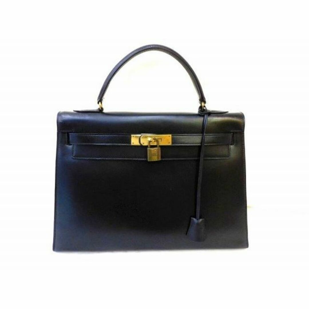 エルメス ケリー 32 ハンドバッグ ■ ○K刻印 ボックスカーフ 黒 ブラック ゴールド金具 バッグ HERMES □5L約３２×２３×１２ｃｍ