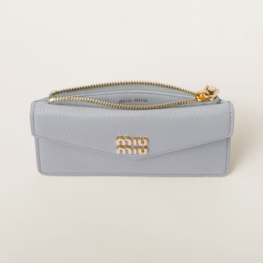 モアレレザーのライニングMIUMIU ヴィッテロダイノレザー  カードホルダー　フラグメントケース