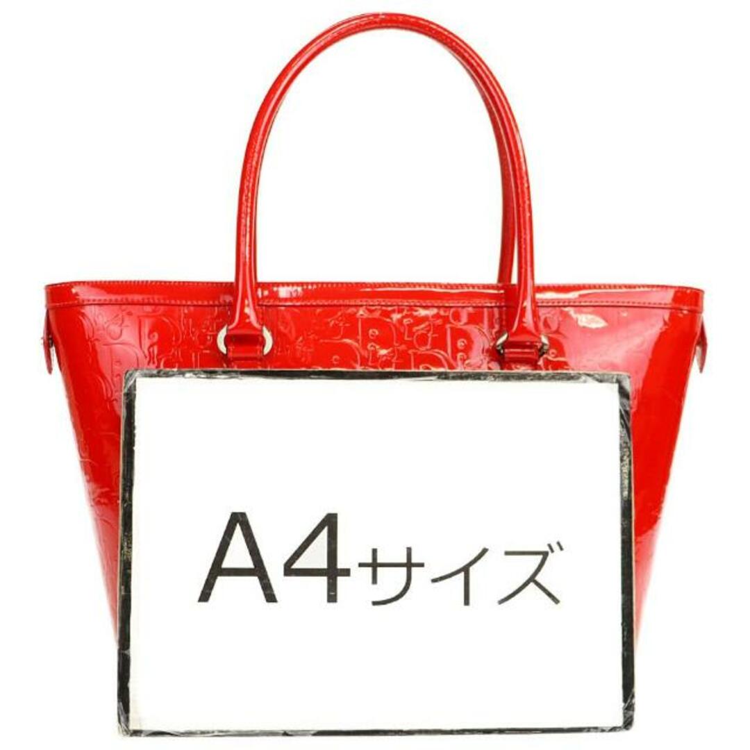 Christian Dior(クリスチャンディオール)のクリスチャンディオール トートバッグ 14-BO-0029 中古 オブリーク レッド パテントレザー Christian Dior 【中古】 | ハンドバッグ 手提げカバン 赤 エナメル  バック ブランド Aランク レディースのバッグ(トートバッグ)の商品写真