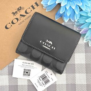 コーチ(COACH)の新品☆COACH コーチ折り財布　メンズ ブラック　 レザー 折り財布(折り財布)