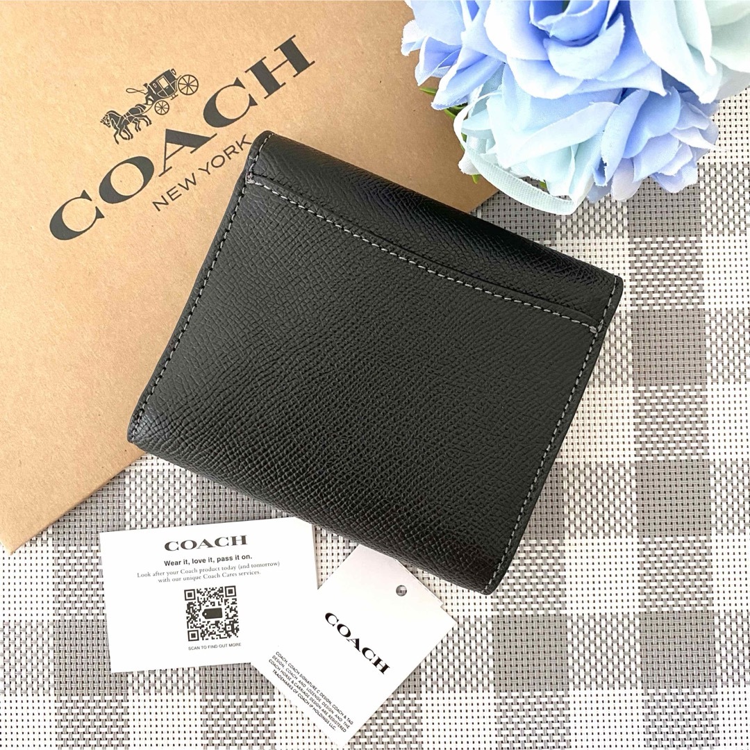 COACH(コーチ)の新品☆COACH 折り財布　メンズ ブラック レザー 折り財布 メンズのファッション小物(折り財布)の商品写真