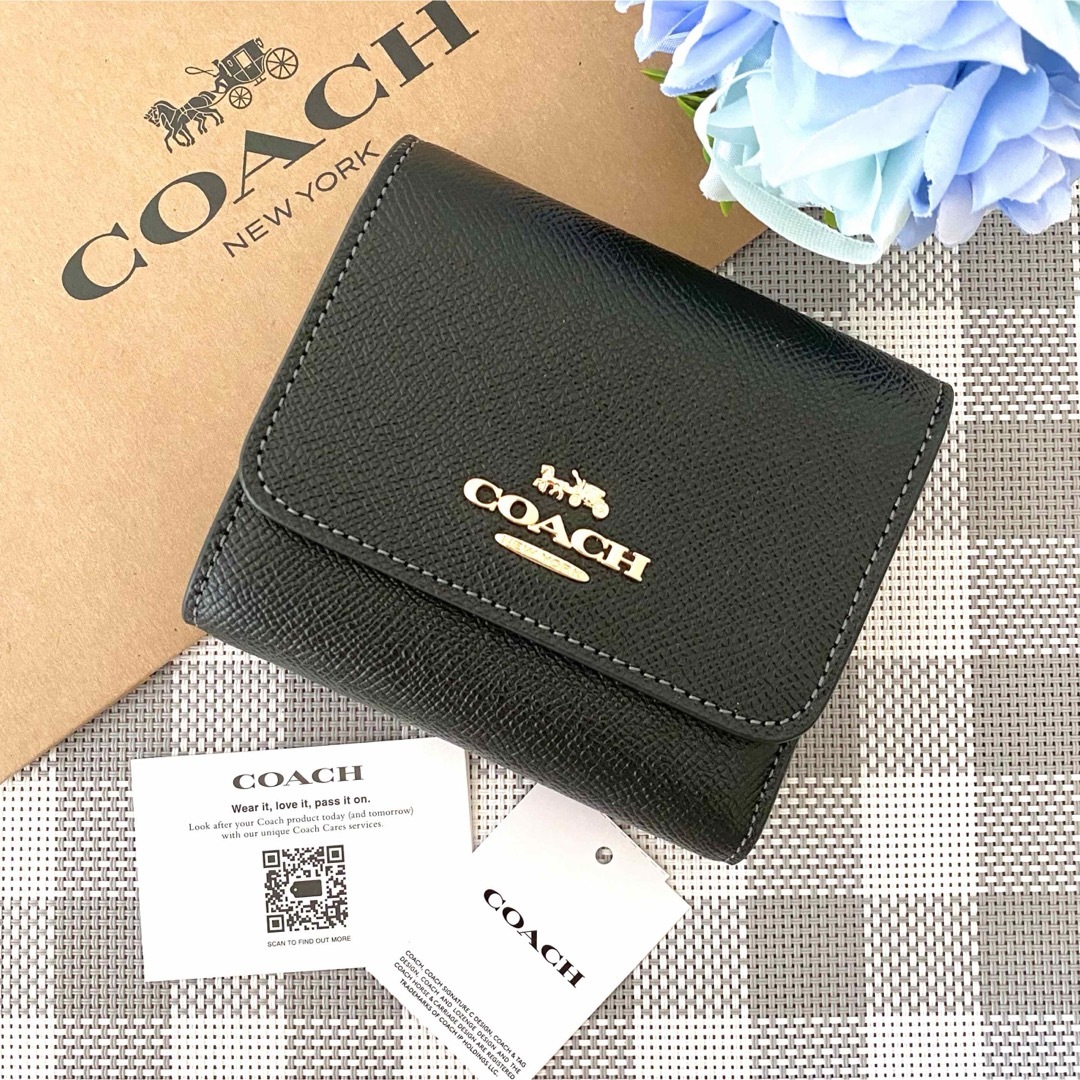 COACH(コーチ)の新品☆COACH 折り財布　メンズ ブラック レザー 折り財布 メンズのファッション小物(折り財布)の商品写真