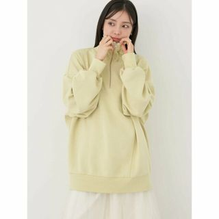 アースミュージックアンドエコロジー(earth music & ecology)の【イエロー】スタンドzipダンボールチュニック スウェット/レディース/24SS(カットソー(長袖/七分))