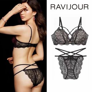 ラヴィジュール(Ravijour)のRAVIJOUR ファインレースパワーメイク ブラ ショーツセット D70 黒(ブラ&ショーツセット)