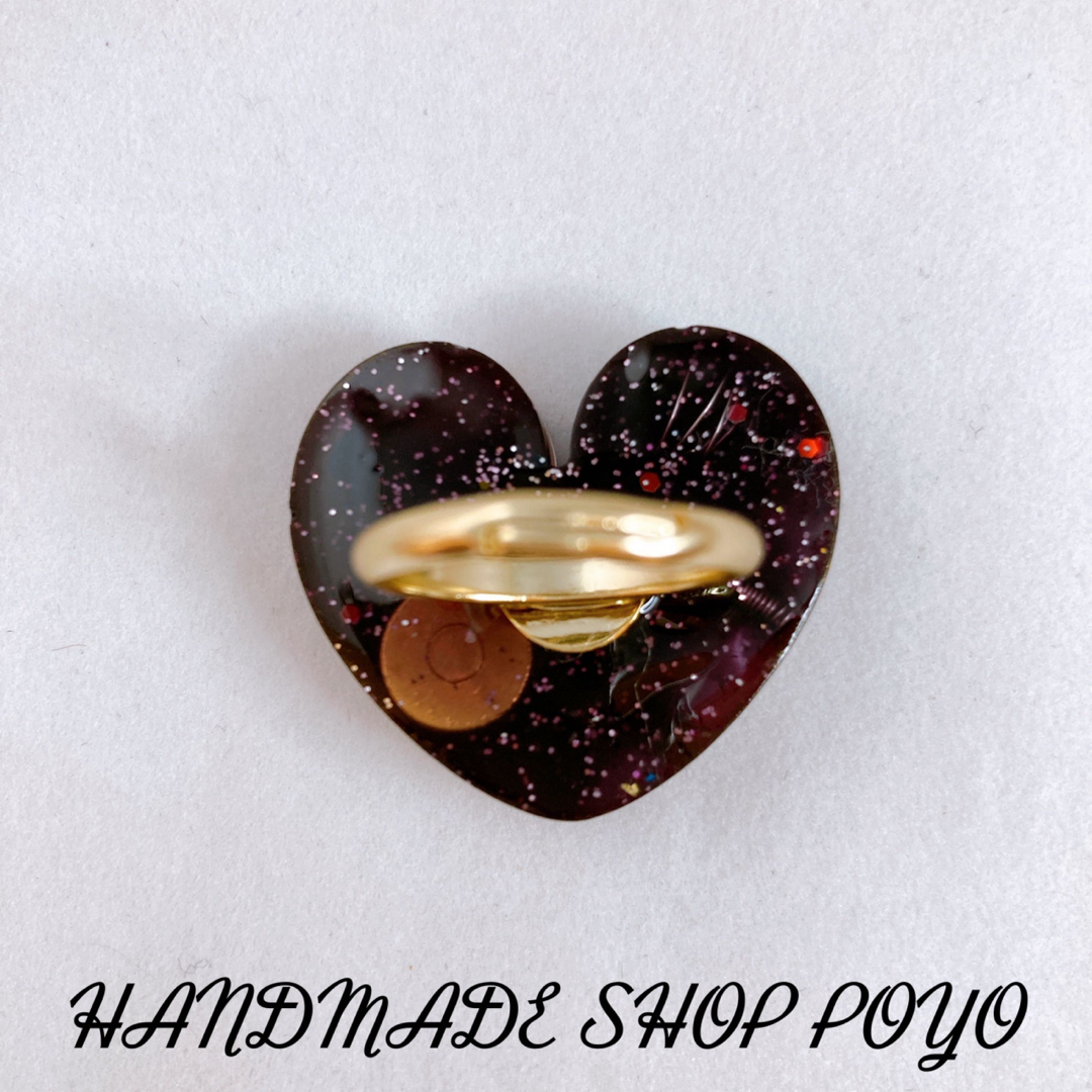 新作です♡ 『チャイナリング愛　ブラック』オルゴナイトリング　指輪　お守りに♡ ハンドメイドのアクセサリー(リング)の商品写真