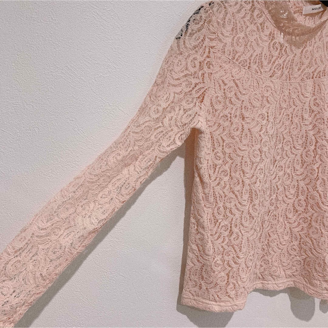 moussy(マウジー)の【超美品】 マウジー トップス レディース レース ピンク 長袖 下地あり レディースのトップス(カットソー(長袖/七分))の商品写真