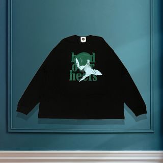 ストリート　蓄光　ビックシルエット　ロングスリーブ　ワイド ブラック(Tシャツ/カットソー(七分/長袖))