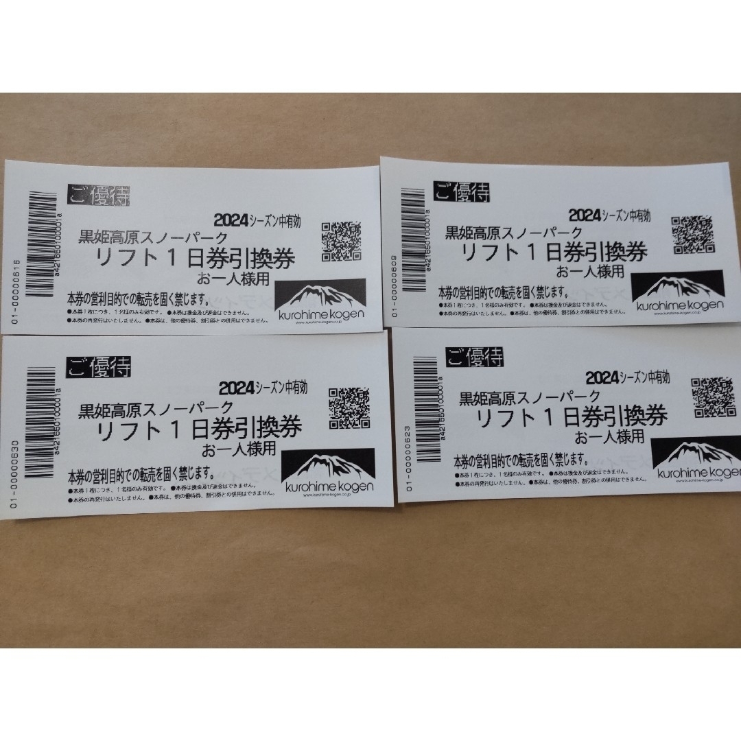 黒姫高原スノーパーク　リフト券　2024シーズン チケットの施設利用券(スキー場)の商品写真