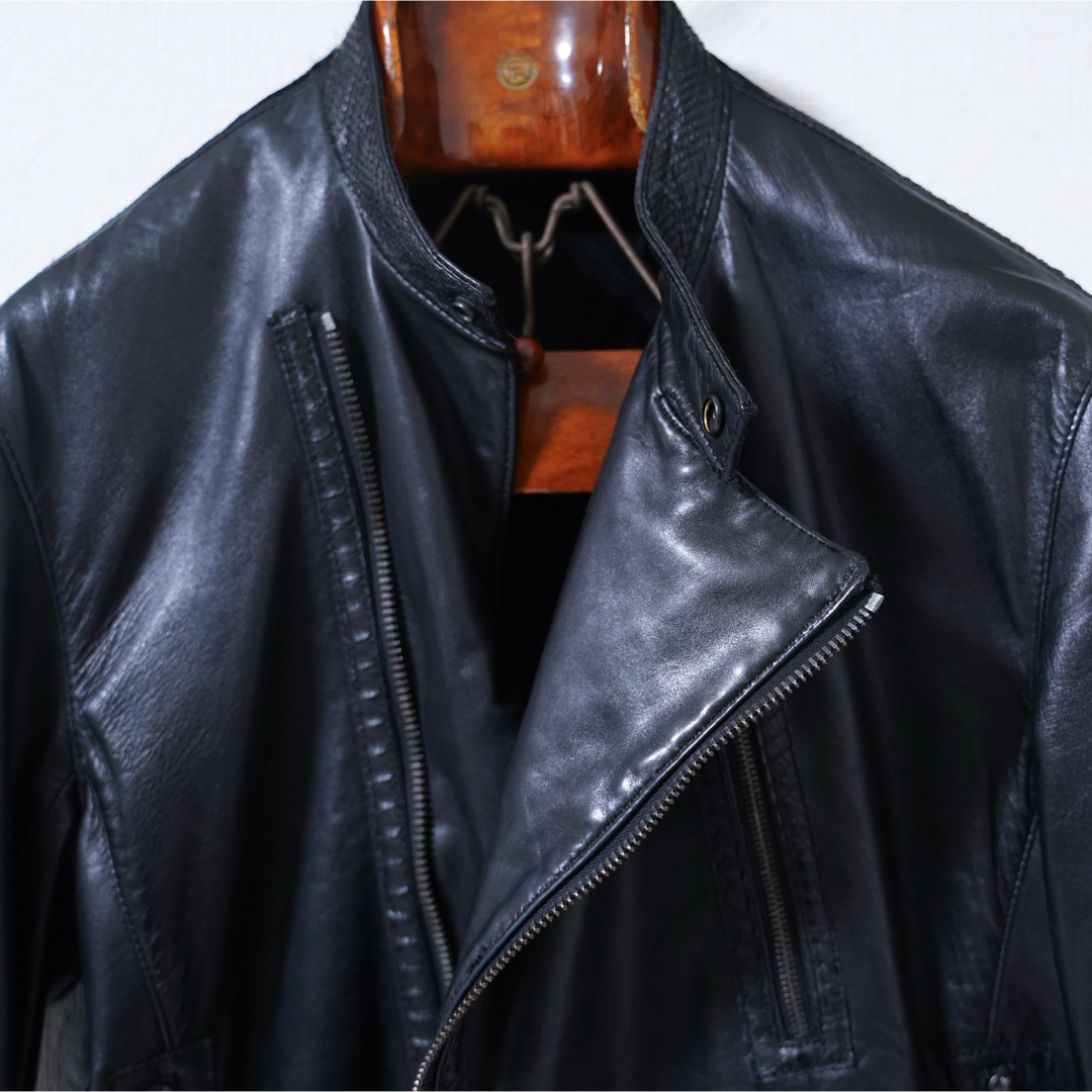 Gucci(グッチ)のGUCCI トムフォード期 ラムスキン パイソン レザージャケット 50 メンズのジャケット/アウター(レザージャケット)の商品写真