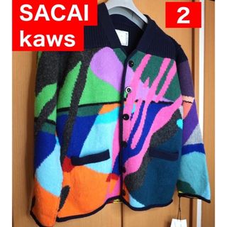 サカイ(sacai)の新品　サカイ　カウズ　カーディガン　knit サイズ2 sacai kaws(カーディガン)