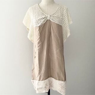 アクシーズファム(axes femme)の未使用　アクシーズ  異素材切り替え　リボンチュニック　ワンピース(ひざ丈ワンピース)