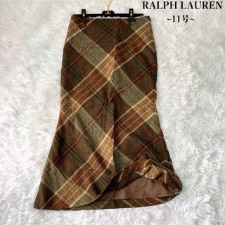 ラルフローレン(Ralph Lauren)の【美品】ラルフローレン チェック柄ロングスカート ウール 11号 総柄(ロングスカート)