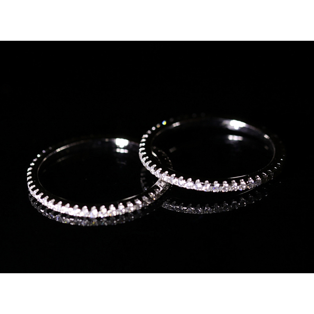 高級 小粒 ジルコン 華奢 シルバー S925 フルエタニティ リング  レディースのアクセサリー(リング(指輪))の商品写真