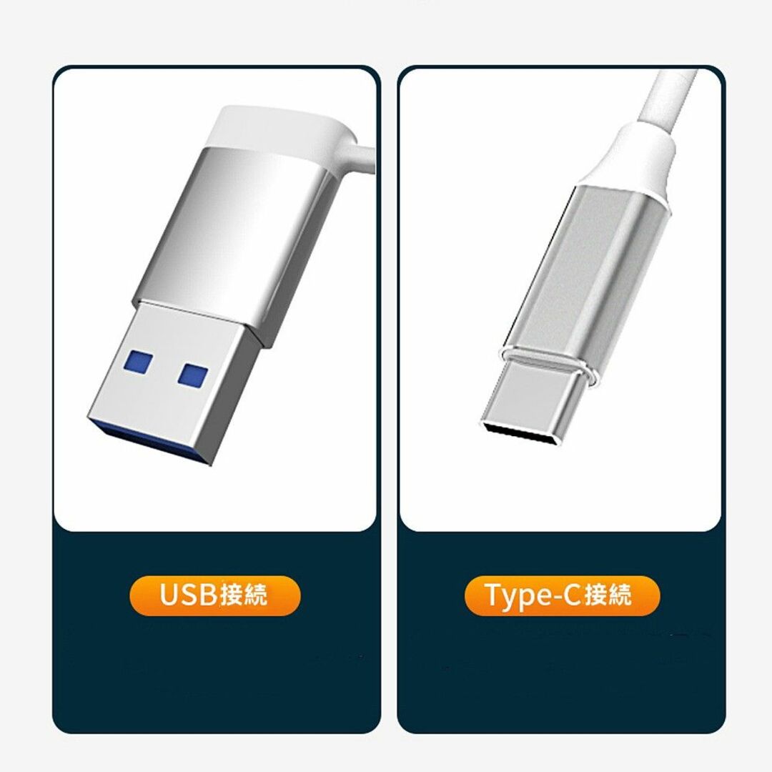 USB3.0ハブ　4ポート　高速　軽量　USB＋TYPE-C接続　グレー スマホ/家電/カメラのPC/タブレット(PC周辺機器)の商品写真