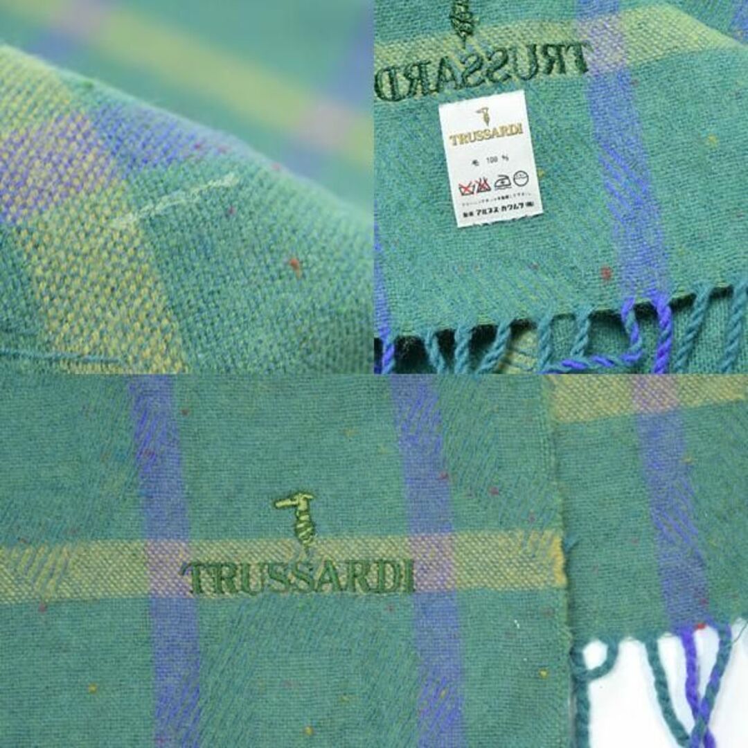 Trussardi(トラサルディ)のトラサルディ■ロゴ入りチェック柄ウールマフラー ユニセックス　メンズ　レディース メンズのファッション小物(マフラー)の商品写真