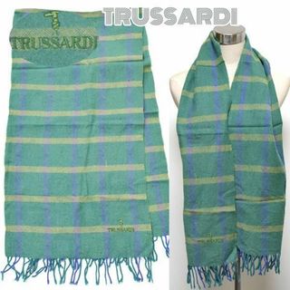 トラサルディ(Trussardi)のトラサルディ■ロゴ入りチェック柄ウールマフラー ユニセックス　メンズ　レディース(マフラー)