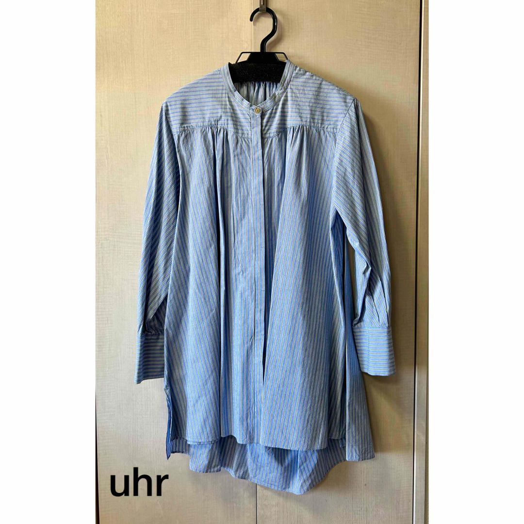 Uhr(ウーア)のuhrウーアback gathered layered shirtストライプ レディースのトップス(シャツ/ブラウス(長袖/七分))の商品写真