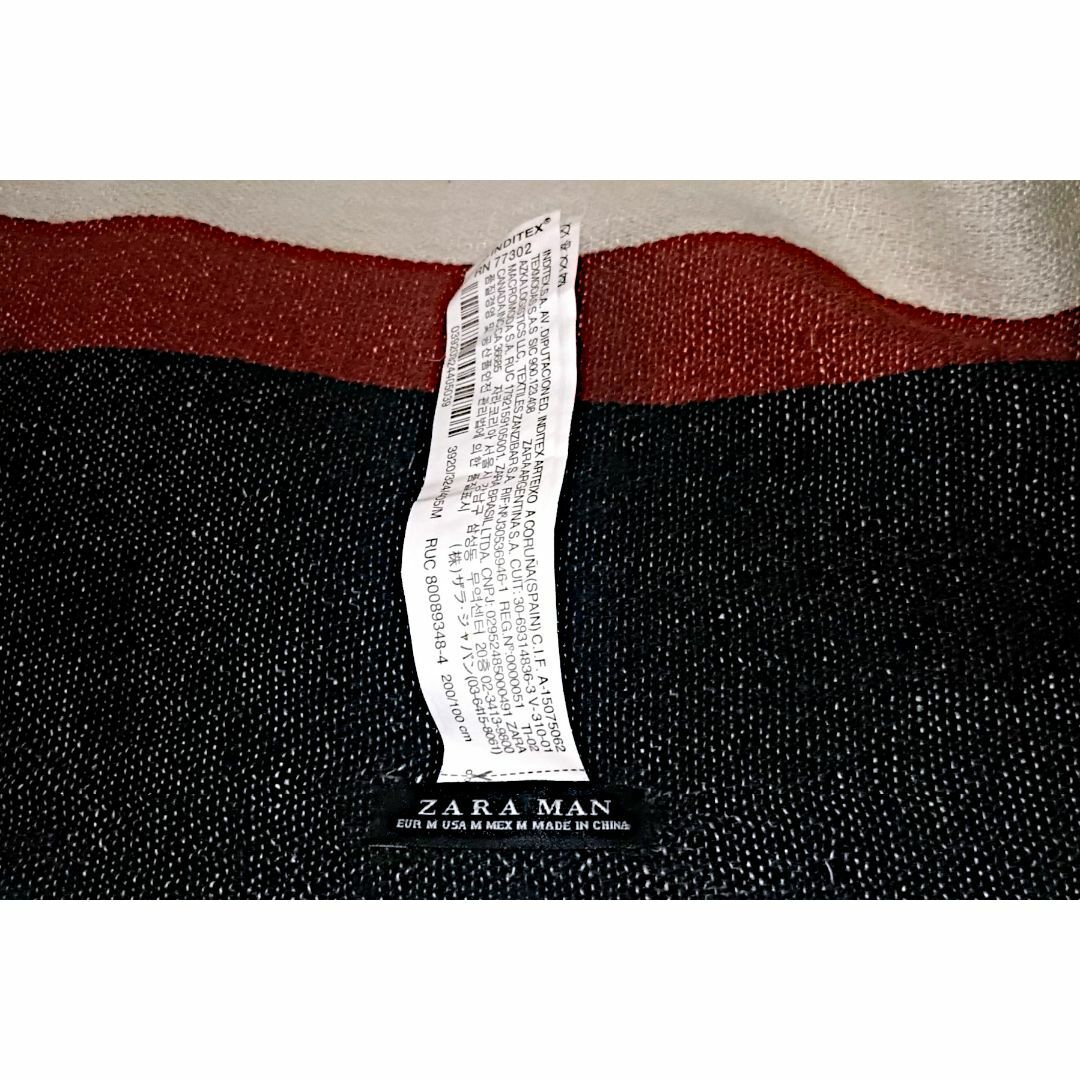 ZARA(ザラ)のZARA MAN ウール混 ストライプ ボリュームストール 美品 メンズのファッション小物(ストール)の商品写真