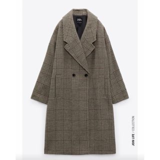 ザラ(ZARA)のZARA ウール ミックス 千鳥格子 オーバーサイズ コート(ロングコート)