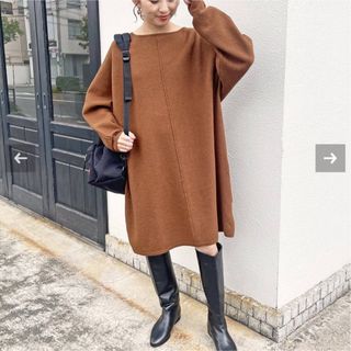 スピックアンドスパン(Spick & Span)の2023AW Spick and Span ♡ 縮絨ワンピース キャメル(ひざ丈ワンピース)