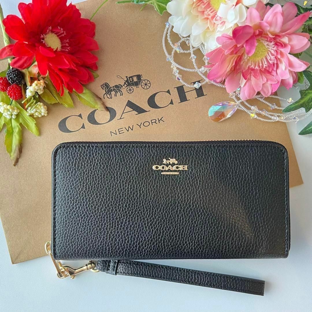 値引きする コーチ COACH ブラック コーチ 財布 長財布 シンプル