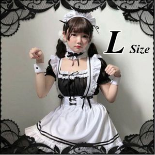 フルセット L メイド服 コスプレ ゴスロリ ハロウィン ロリ フリフリ フリル(ひざ丈ワンピース)