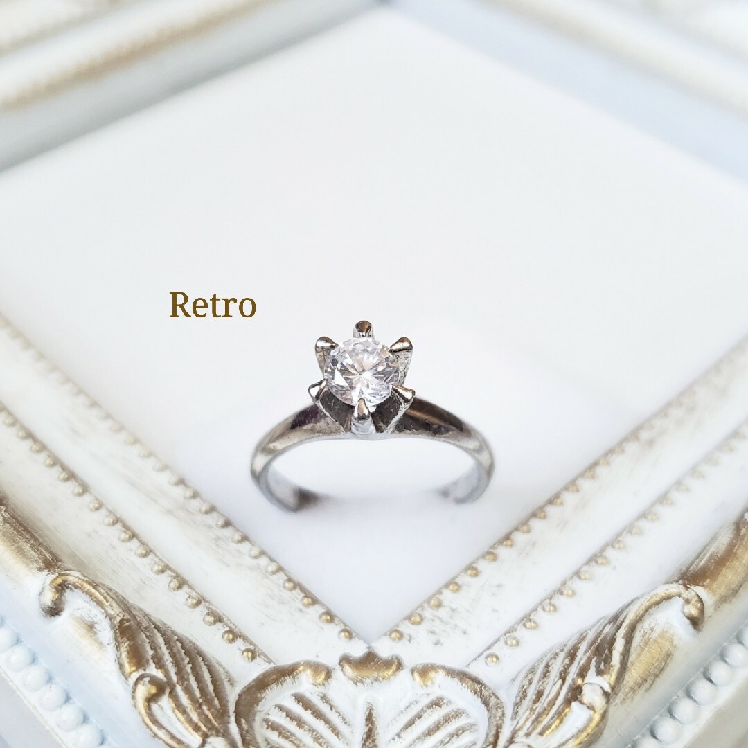 レトロ アンティーク ブリリアント カット 立爪 リング 指輪 レディースのアクセサリー(リング(指輪))の商品写真
