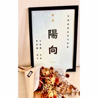 【ハンドメイド】命名書　赤ちゃん　プレゼント　送料込み【フレーム付き】(その他)