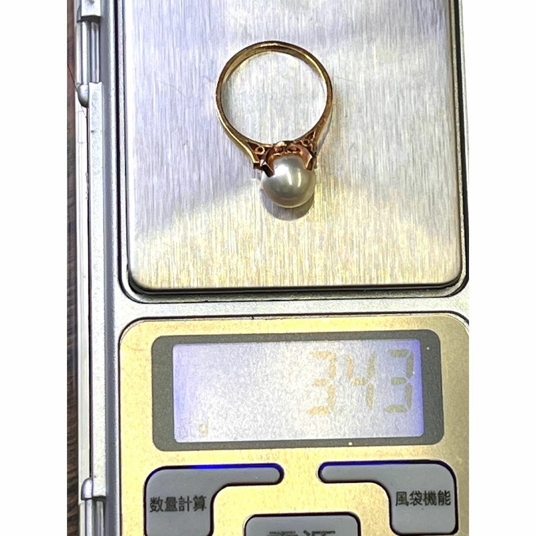 K18 イエローゴールド パール リング 9号 レディースのアクセサリー(リング(指輪))の商品写真
