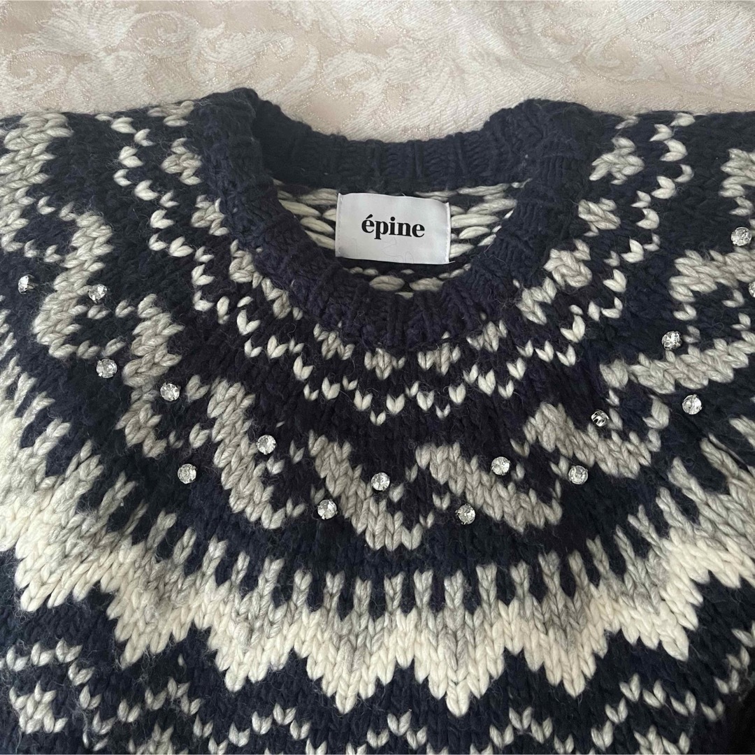 エピヌ epine bijou Nordic knit gray navy素材アクリル80%ウール20