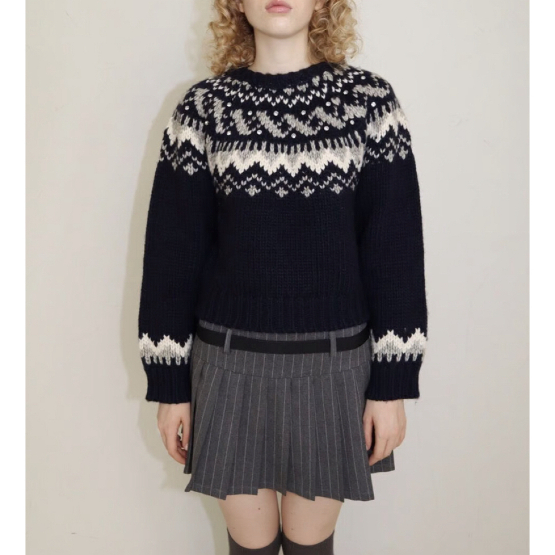 レディースepine♡bijou Nordic knit♡ネイビー