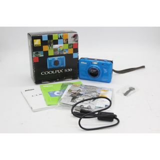 【美品 返品保証】 【便利な単三電池で使用可】ニコン Nikon Coolpix S30 ブルー Nikkor 3x 元箱付き コンパクトデジタルカメラ  s5591(コンパクトデジタルカメラ)