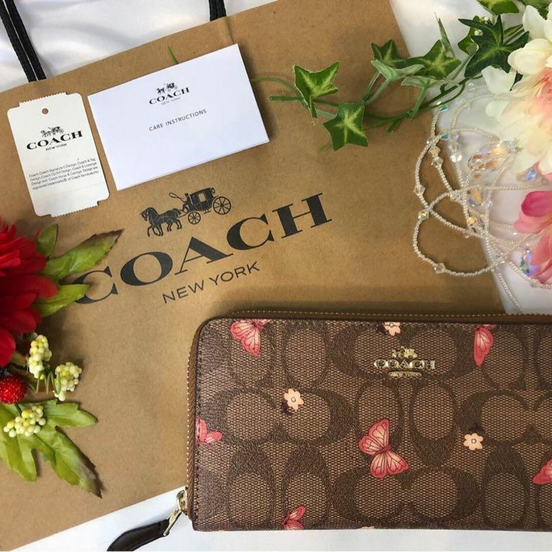 COACH ベージュ シグネチャー ちょうちょ ペイント