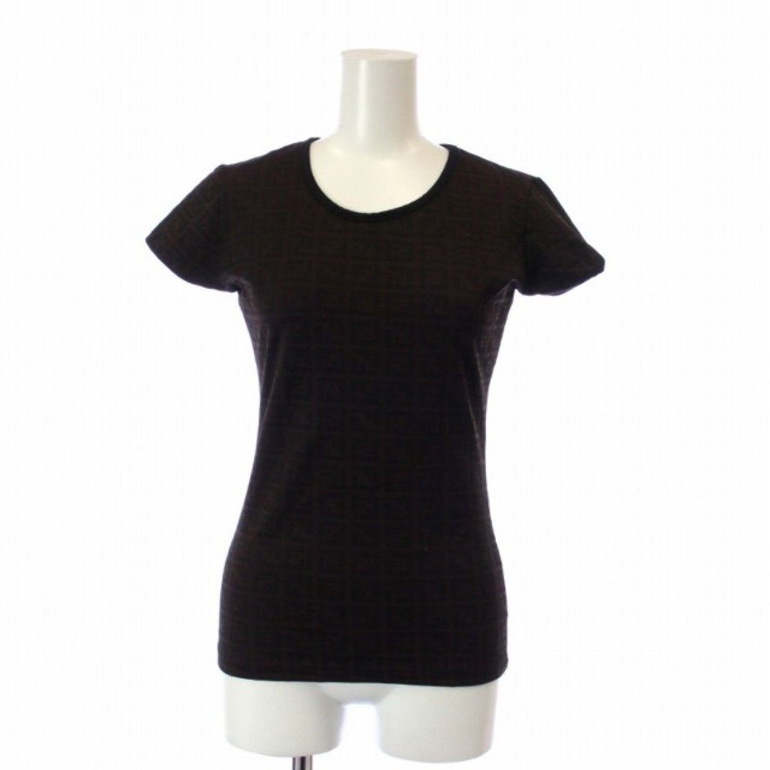 FENDI(フェンディ)のフェンディ Tシャツ カットソー ナイロン 半袖 ズッカ柄 茶色 黒 レディースのトップス(Tシャツ(半袖/袖なし))の商品写真